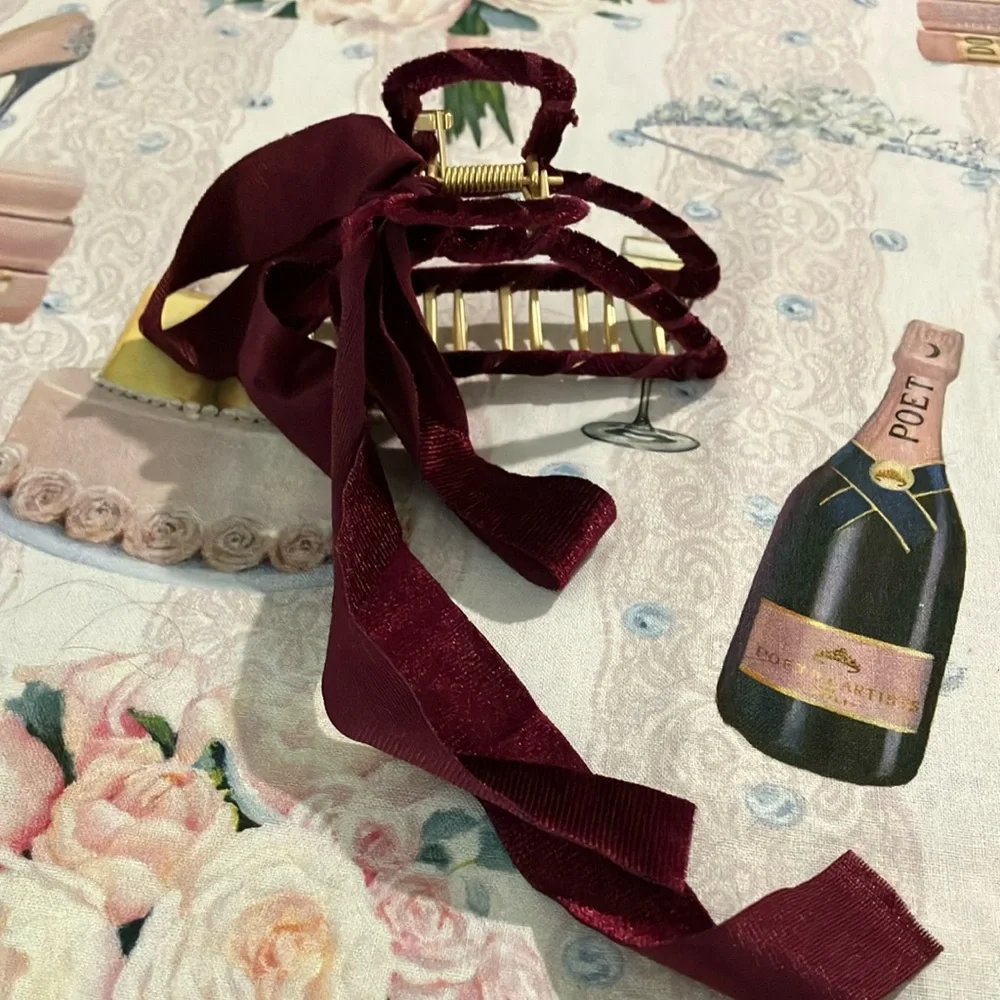 Elegant Burgundy Hair Clip
